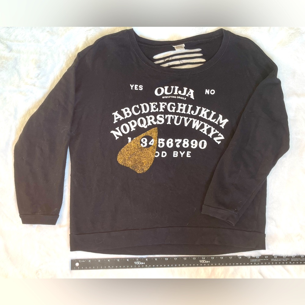 Ouija - XL- black and white lettering with cut out on back